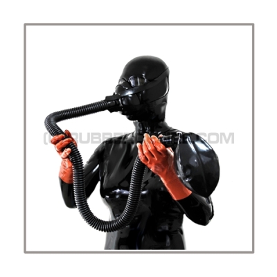Respiratormask-system AIR-T1-H with 100 cm = 40 inch tube, head-harness, breathing-reduction-adaptor and rebreathing-bag 1 litre